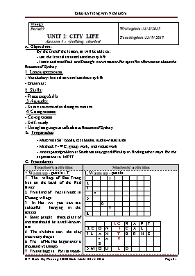 Giáo án Tiếng Anh 9 (Thí điểm) - Unit 2 - Năm học 2015-2016 - Đinh Thị Phương
